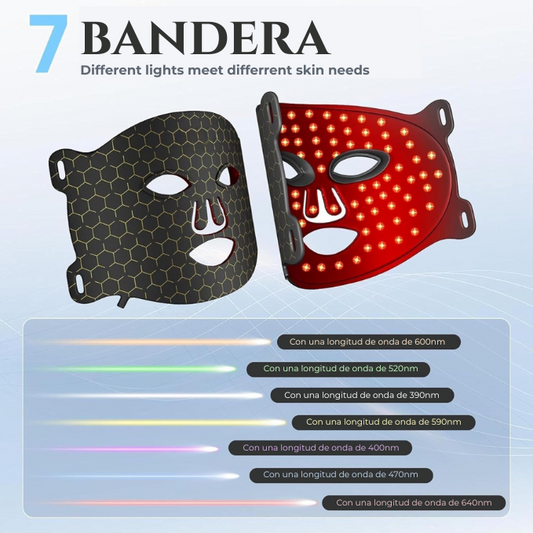 Máscara facial LED con terapia de luz roja para La cara y la piel