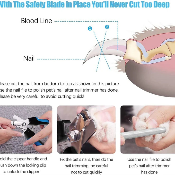 Professional Pet Nail Clipper with Safety Guard  Stainless Steel Scissors Cat Dog for Claw Care Grooming Supplies Size Fits