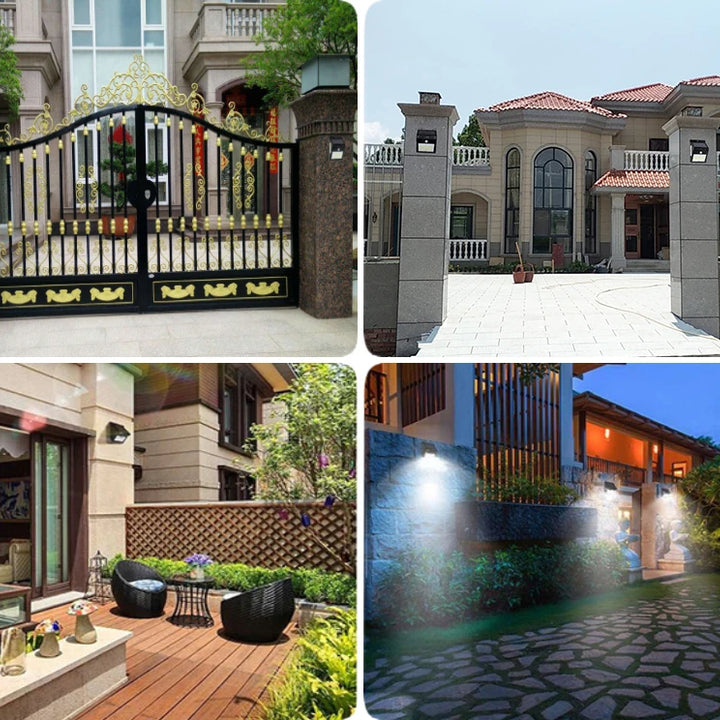 PIR Motion Sensor 100LED Sunlight control 3 sided Solar Energy Street light Yard Path Home Garden Solar Power lamp Wall Light