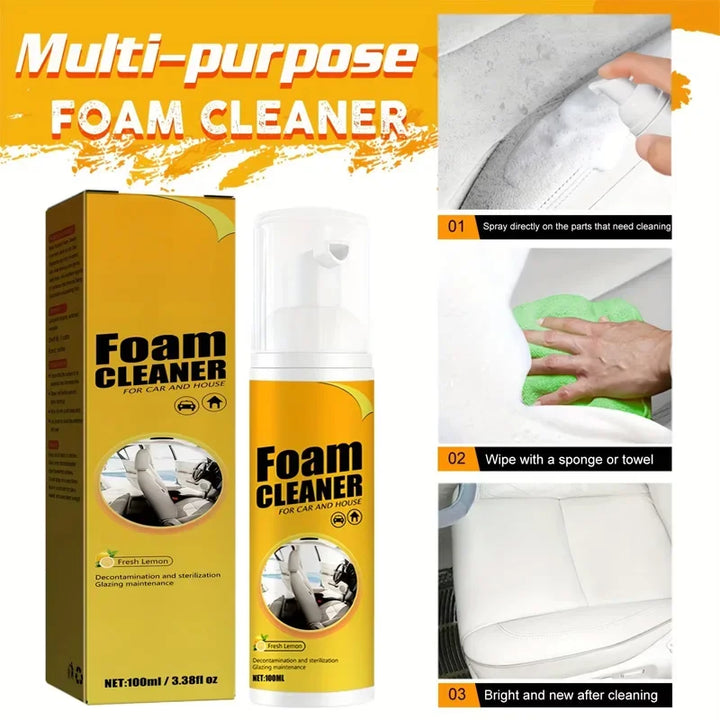 3PCS Multi-Functional Foam Cleaner Set:  Wash for Automotive Interior Upholstery, Plastic Instrument Panel, Steering Wheel parts
