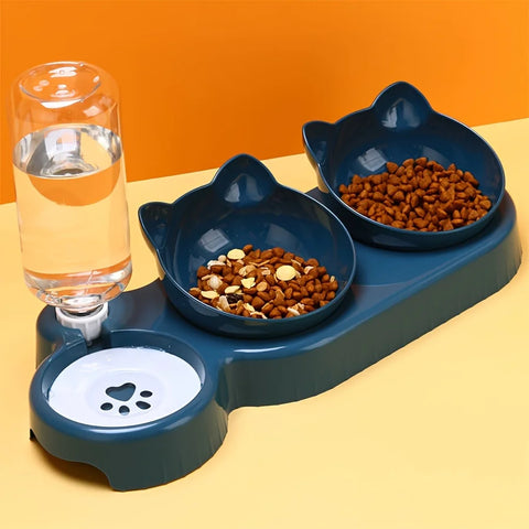 Comedero para gatos 3 en 1: agua, comida y comodidad en un solo diseño