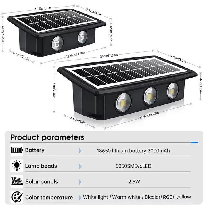 Solar Wall Lamp Outdoor Solar LED Light Waterproof Up And Down Luminous Lighting Balcony Yard Garden Decoration Lights