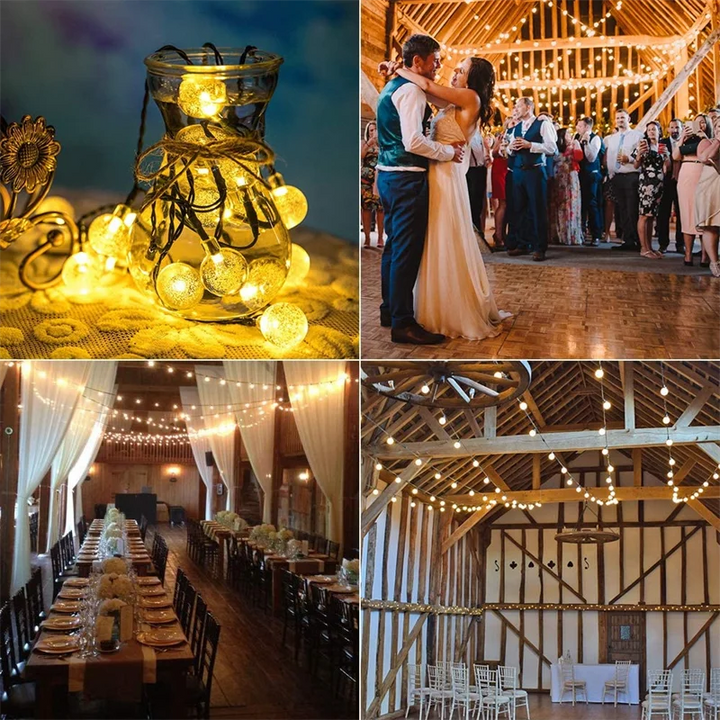 Solar String Lights Outdoor 200 Led Crystal Globe Lights Waterproof Solar Festoon Fairy Light for Garden Christmas Outdoor Decor