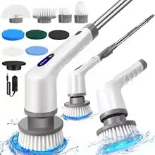 BRIEFNESS Cordless Electric Cleaning Brush 10-in-1 Multifunctional Spin Scrubber Kitchen Bathroom Cleaning Brush Rotary Cleaners
