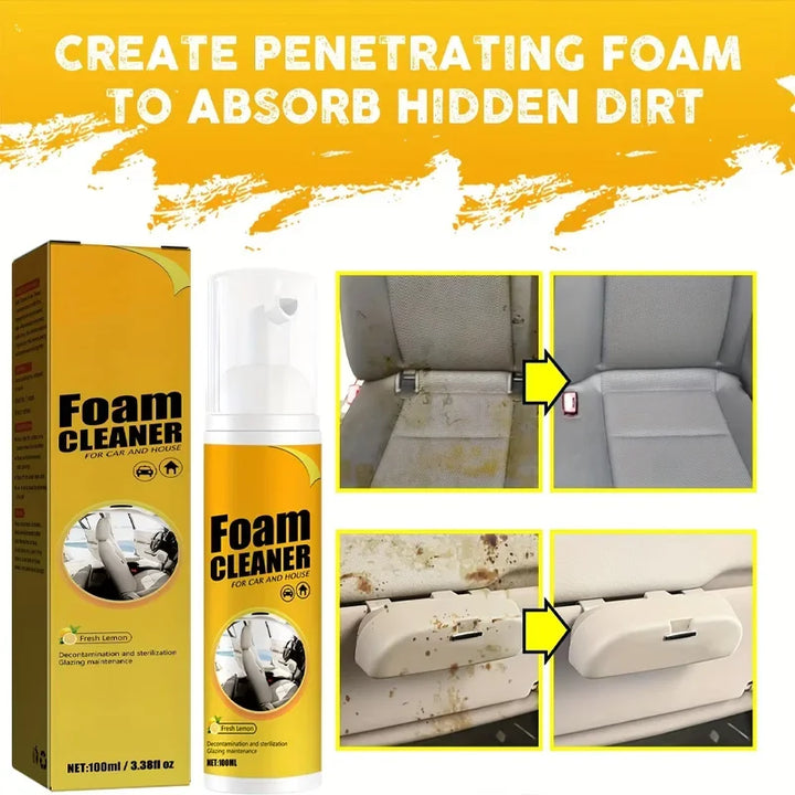 3PCS Multi-Functional Foam Cleaner Set:  Wash for Automotive Interior Upholstery, Plastic Instrument Panel, Steering Wheel parts