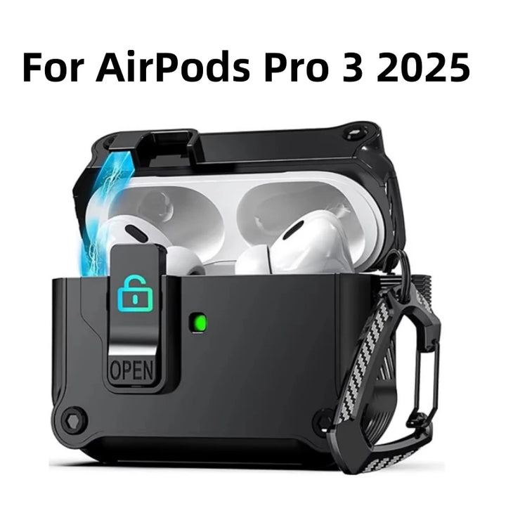 Security Lock Cover for AirPods Pro 3 2025 Case for AirPods Pro3 Pro 3rd Gen 2025 Cases Shockproof PC Headphone Fundas With Hook