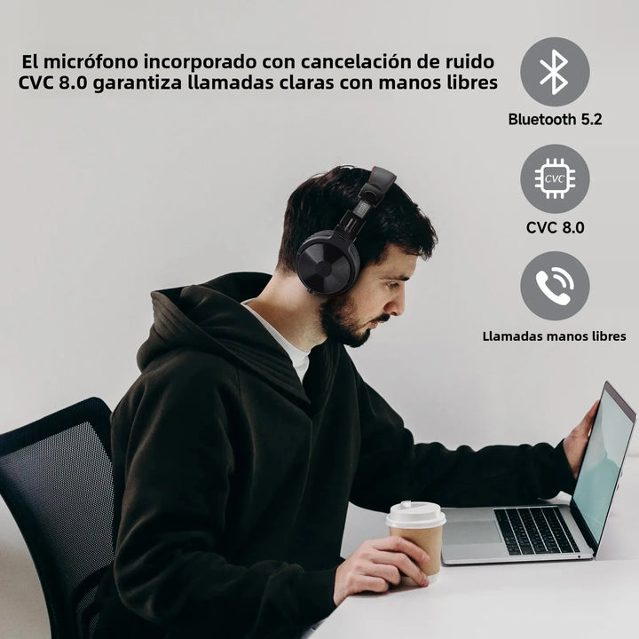 Oneodio Pro-C Bluetooth Wireless Headphones With Mic 110Hr Hi-Res Over Ear Bluetooth 5.2 Headset Earphone For Phone PC Sports