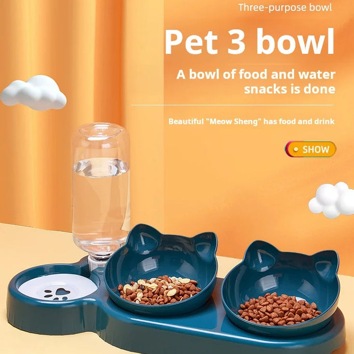 Comedero para gatos 3 en 1: agua, comida y comodidad en un solo diseño