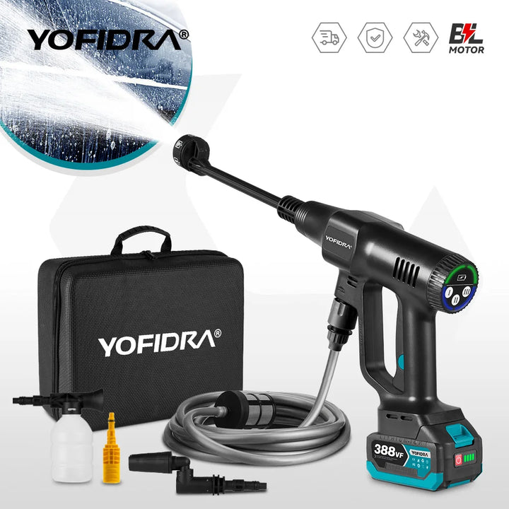 YOFIDRA 200Bar Brushless High Pressure Car Washer Gun 6 IN 1 Electric Garden Washing Water Spray Gun  For Makita 18V Battery Pin