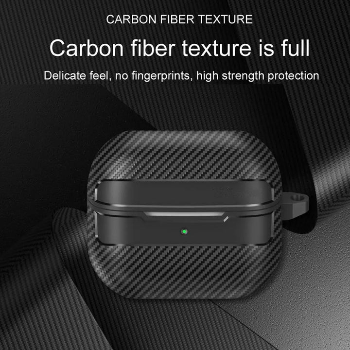 For Samsung Galaxy Buds 3 Pro Earphone Case With Climbing Buckle Cover Shockproof Dustproof TPU Carbon Fiber Texture Shell ﻿