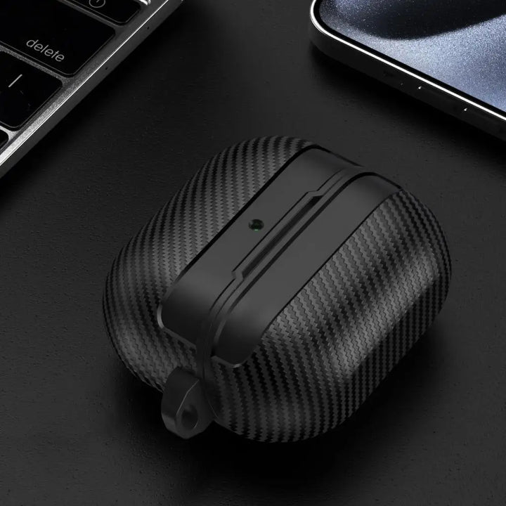 For Samsung Galaxy Buds 3 Pro Earphone Case With Climbing Buckle Cover Shockproof Dustproof TPU Carbon Fiber Texture Shell ﻿