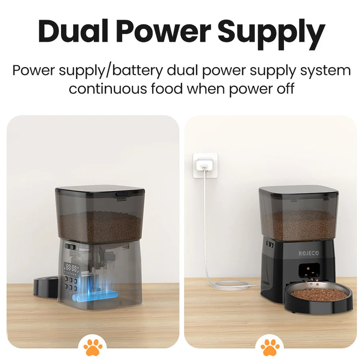 Alimentador automático ROJECO: control inteligente y práctico para alimentos secos