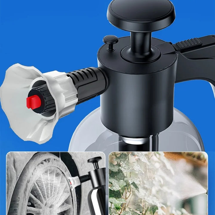 2L Hand Pump Foam Sprayer with 3 Types of Nozzle Hand Pneumatic Foam Cannon Snow Foam Car Wash Spray Bottle Car Window Cleaning