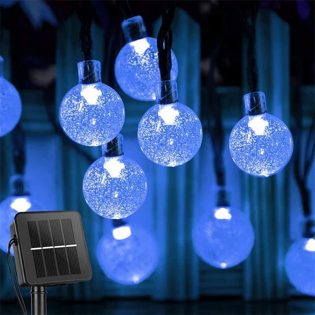 Solar String Lights Outdoor 200 Led Crystal Globe Lights Waterproof Solar Festoon Fairy Light for Garden Christmas Outdoor Decor