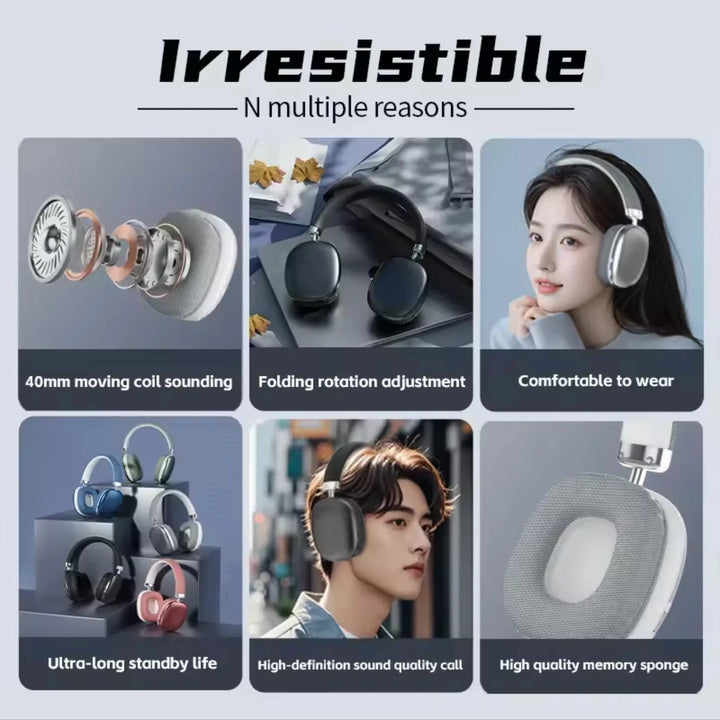 NEW T10 Pro Max Air Wireless Bluetooth Headphones Noise Cancelling Earphones Mic Pods Over Ear Sports Gaming Headset For iPhone