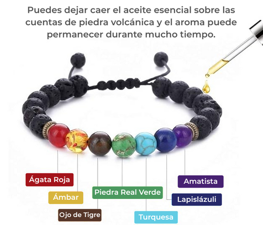 Pulseras de roca de lava 7 chakras